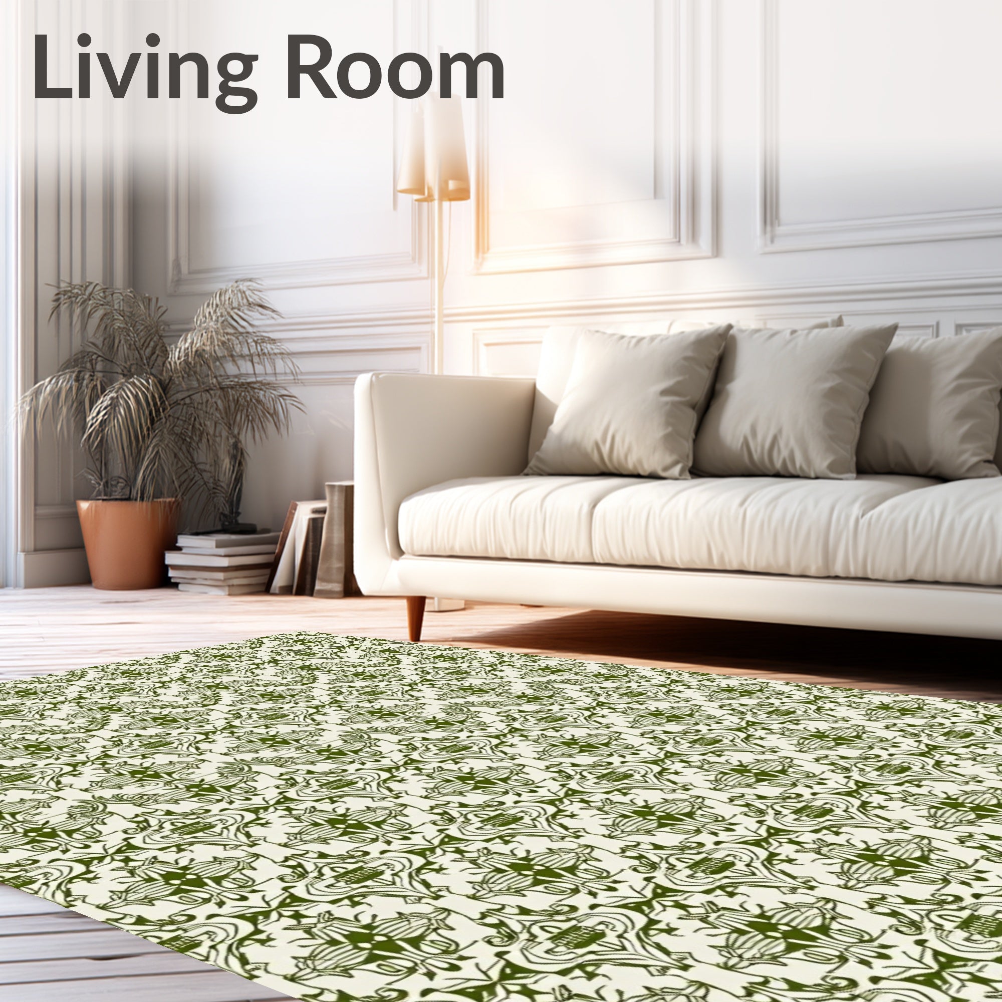 Ornate Green Floral Arch Medallion Rug