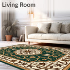 Victorian Emerald Floral Medallion Rug