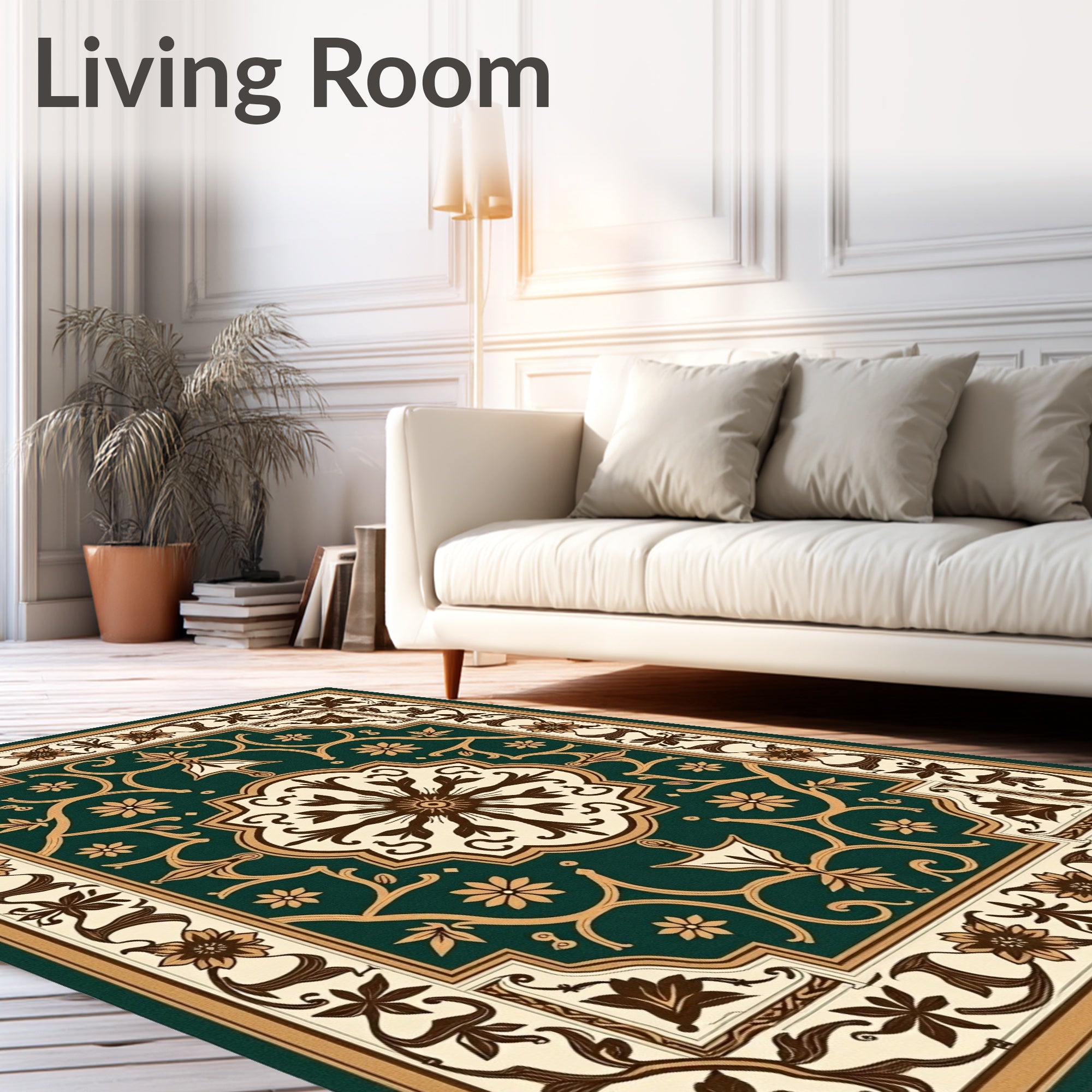 Victorian Emerald Floral Medallion Rug