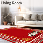 Vintage Red Truck Christmas Border Rug