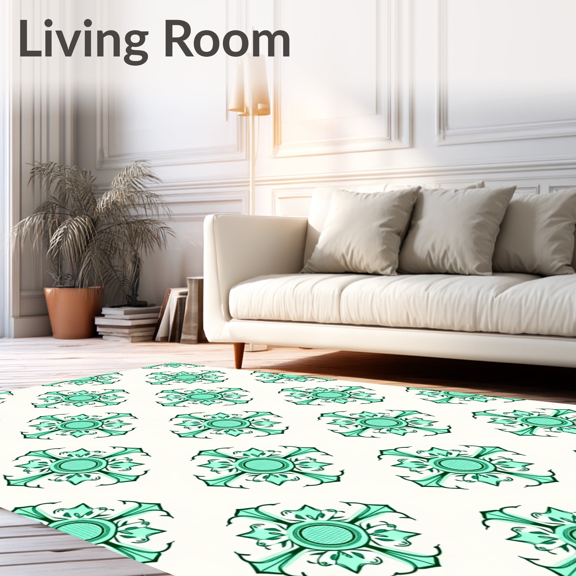 Emerald Green Ornamental medallion Rug