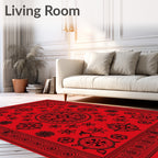 Crimson Red Floral Mandala Medallion Rug