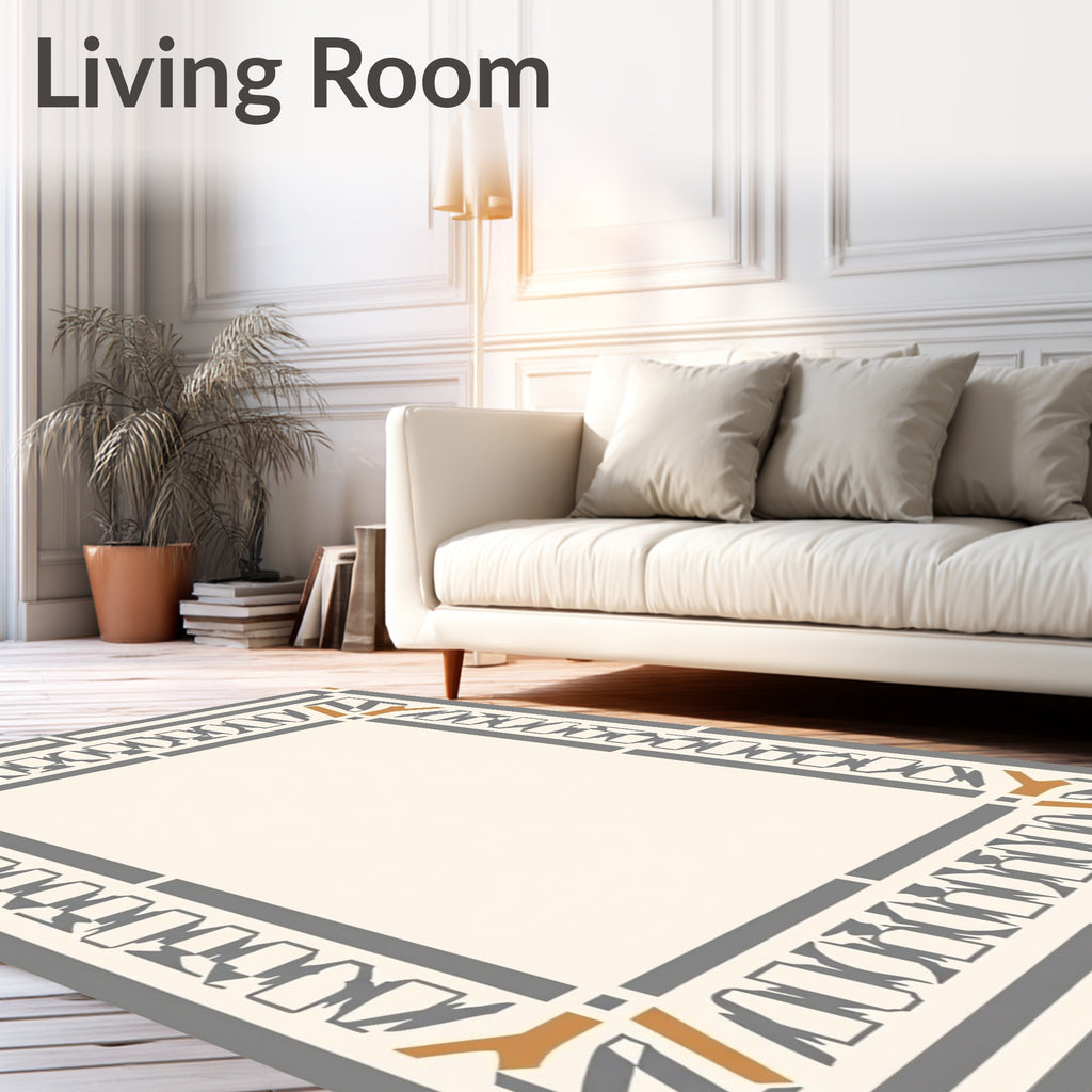 Gray Golden Arch Geometric Frame Rug