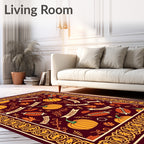 Pumpkin Football Autumn Leaves Border Rug