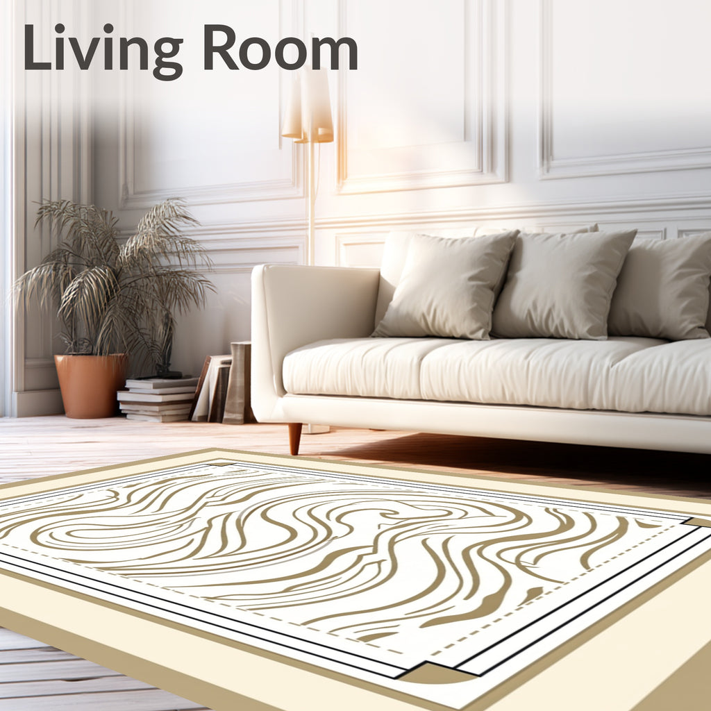 Golden Swirl Abstract Organic Rug