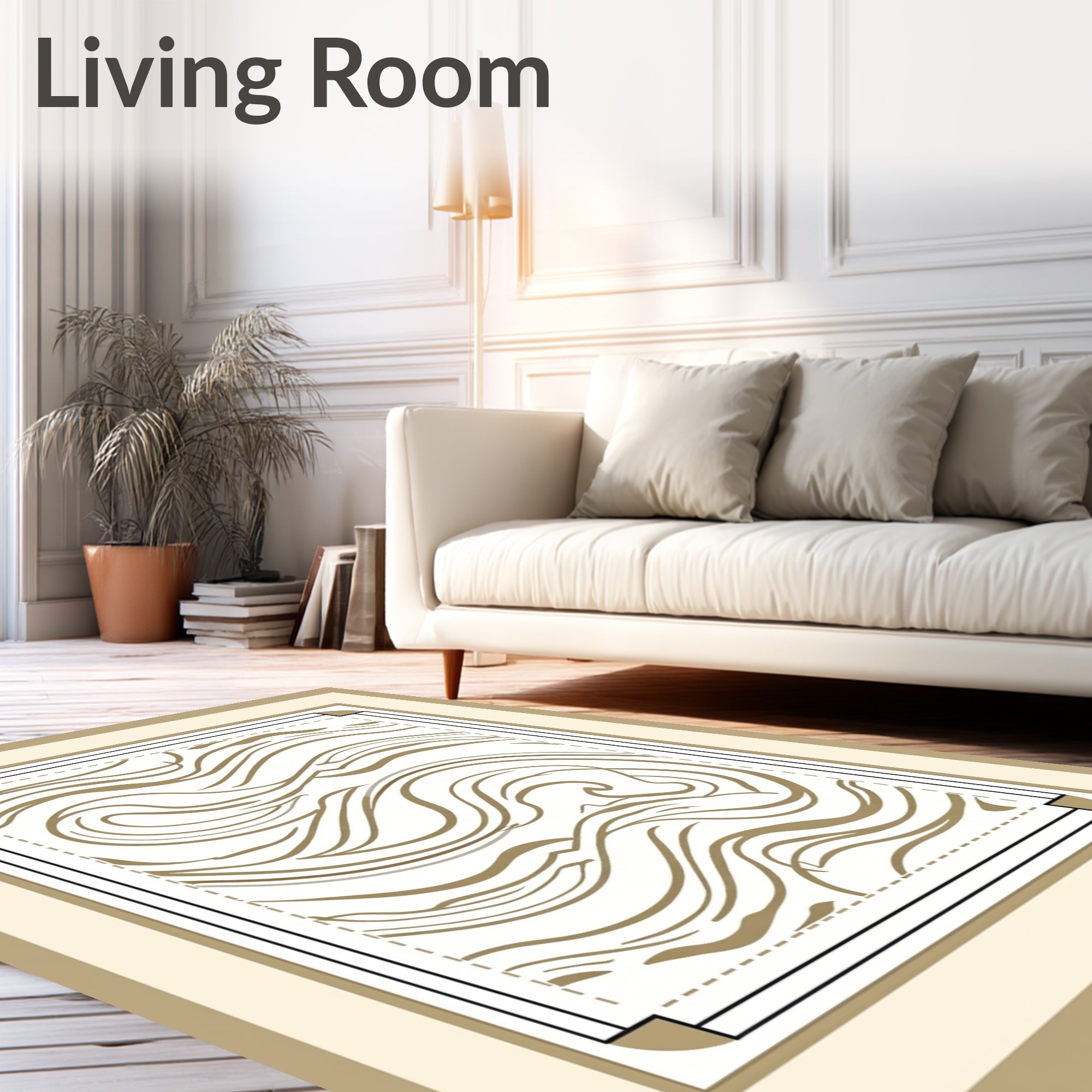 Golden Swirl Abstract Organic Rug