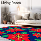 Bold Red Floral Poinsettia Garden Rug