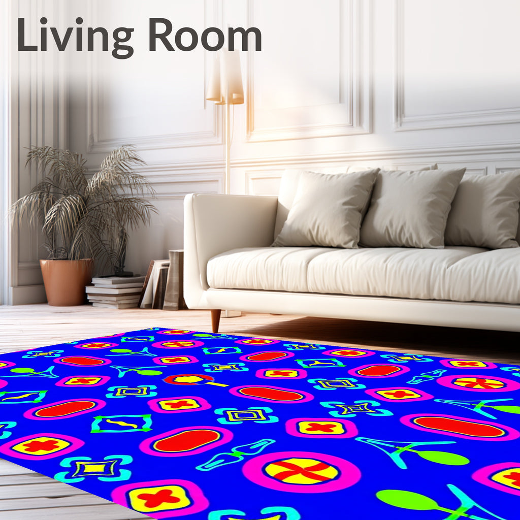 Vibrant Geometric Figures Bright Colors Rug