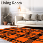 Orange Black Plaid Pumpkin Scatter Rug