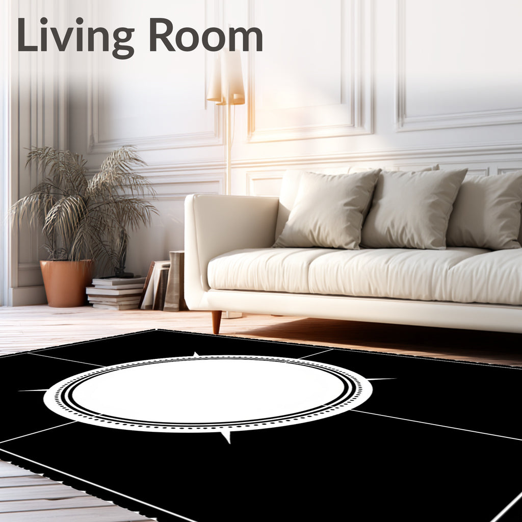 Black and White Compass Starburst Rug