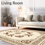 Ornate Brown Bird Sun Border Rug