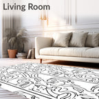 Abstract Black White Organic Flow Rug