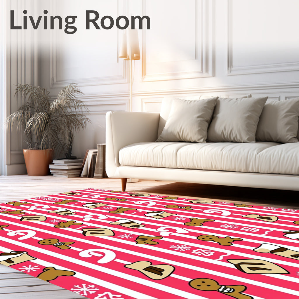Festive Gingerbread Candy Cane Stripes Rug
