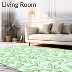Soft Green Leafy Branch Arrangement Rug