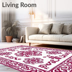 Ornate Burgundy Swirl Central Bloom Rug