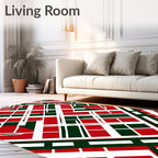 Red Green White Geometric Interlock Rug
