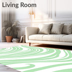 Pastel Green Flowing Wave Rug