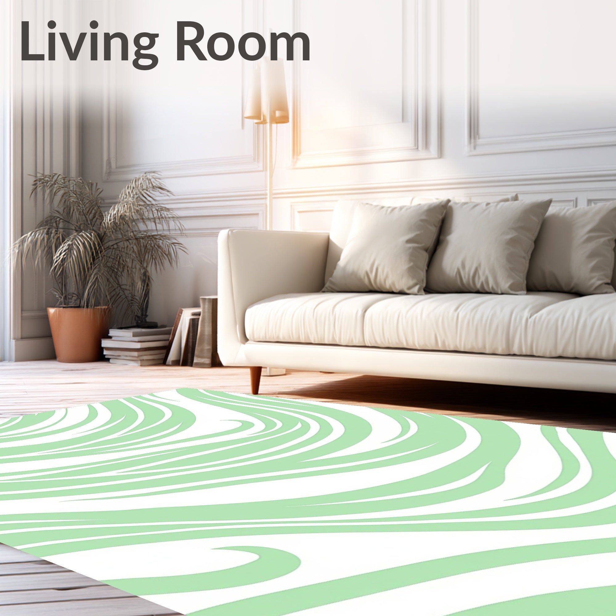 Pastel Green Flowing Wave Rug