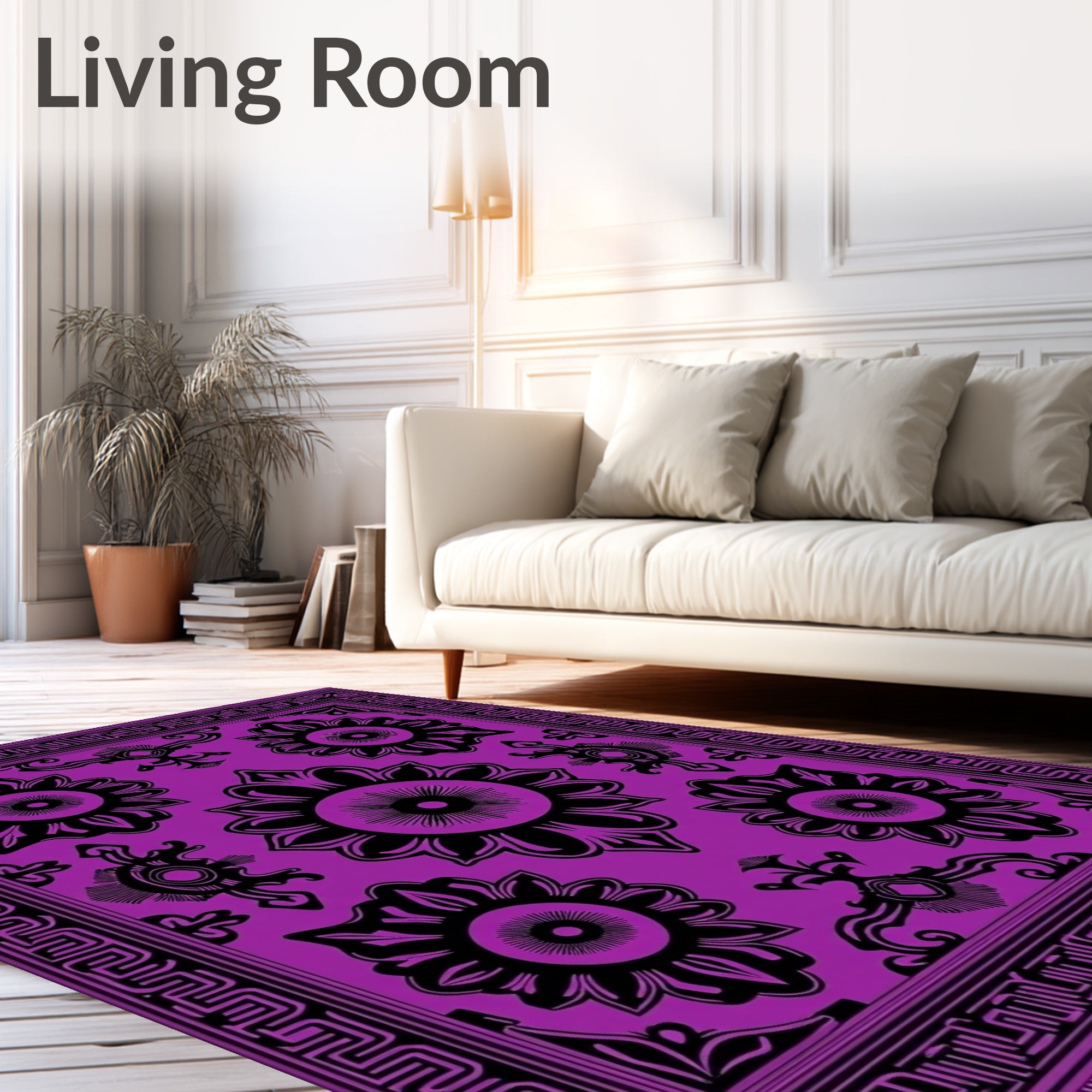 Bold Purple Floral Mandala Rug
