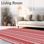 Bold Red White Varied Stripe Rug