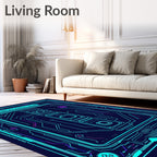 Blue Neon Circuit Command Center Rug