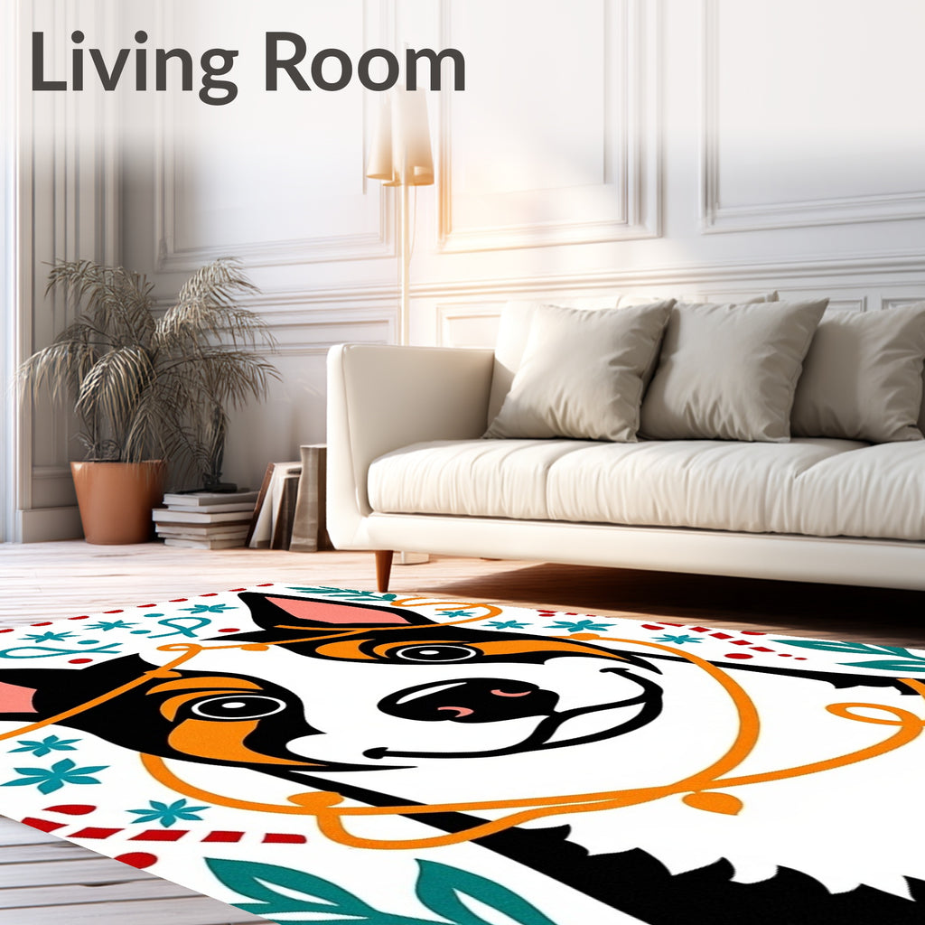 Joyful Dog In Festive Lights Rug