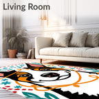 Joyful Dog In Festive Lights Rug