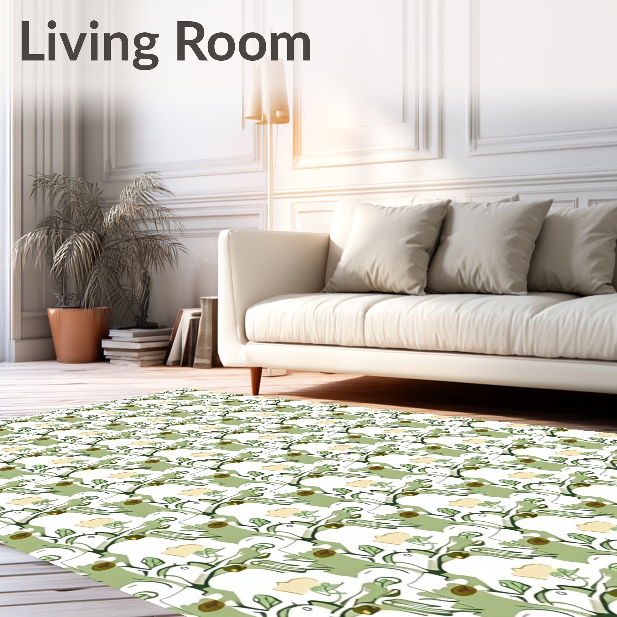Leafy Twig Cream Abstract Vine Rug