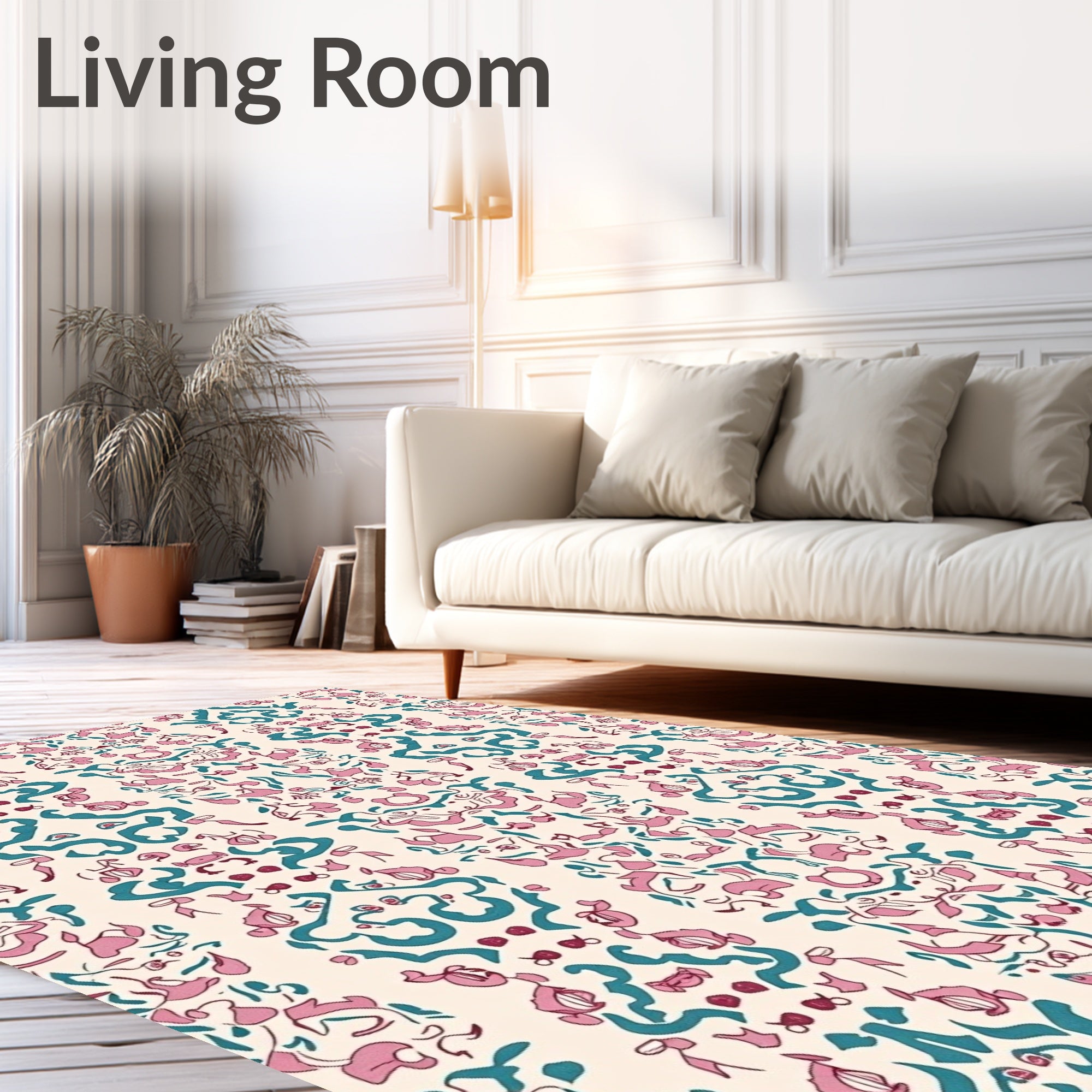 Pink Teal Abstract Symmetry Vintage Rug