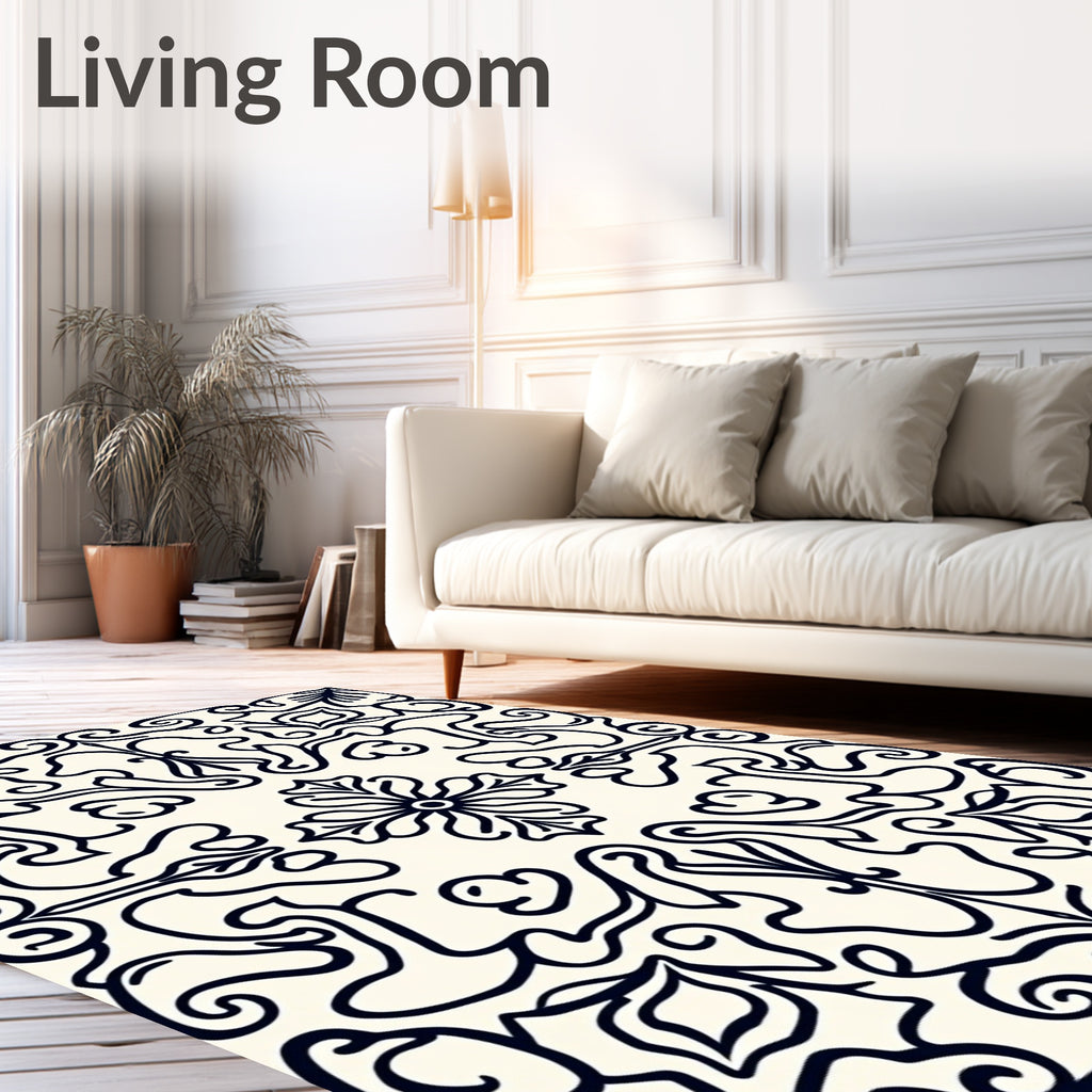 Navy Classic Floral Symmetry Rug