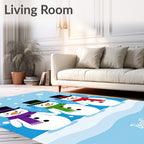 Winter Snowman Trio Hats Scarves Rug