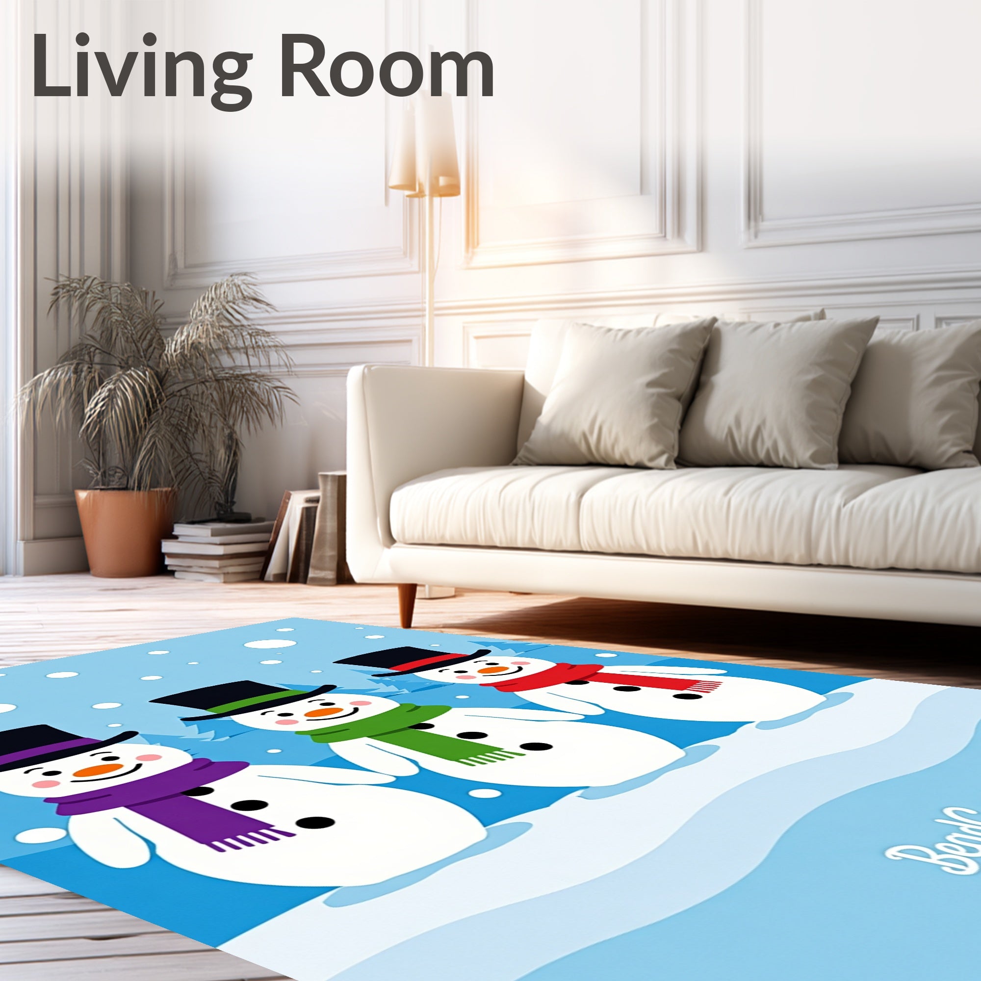 Winter Snowman Trio Hats Scarves Rug