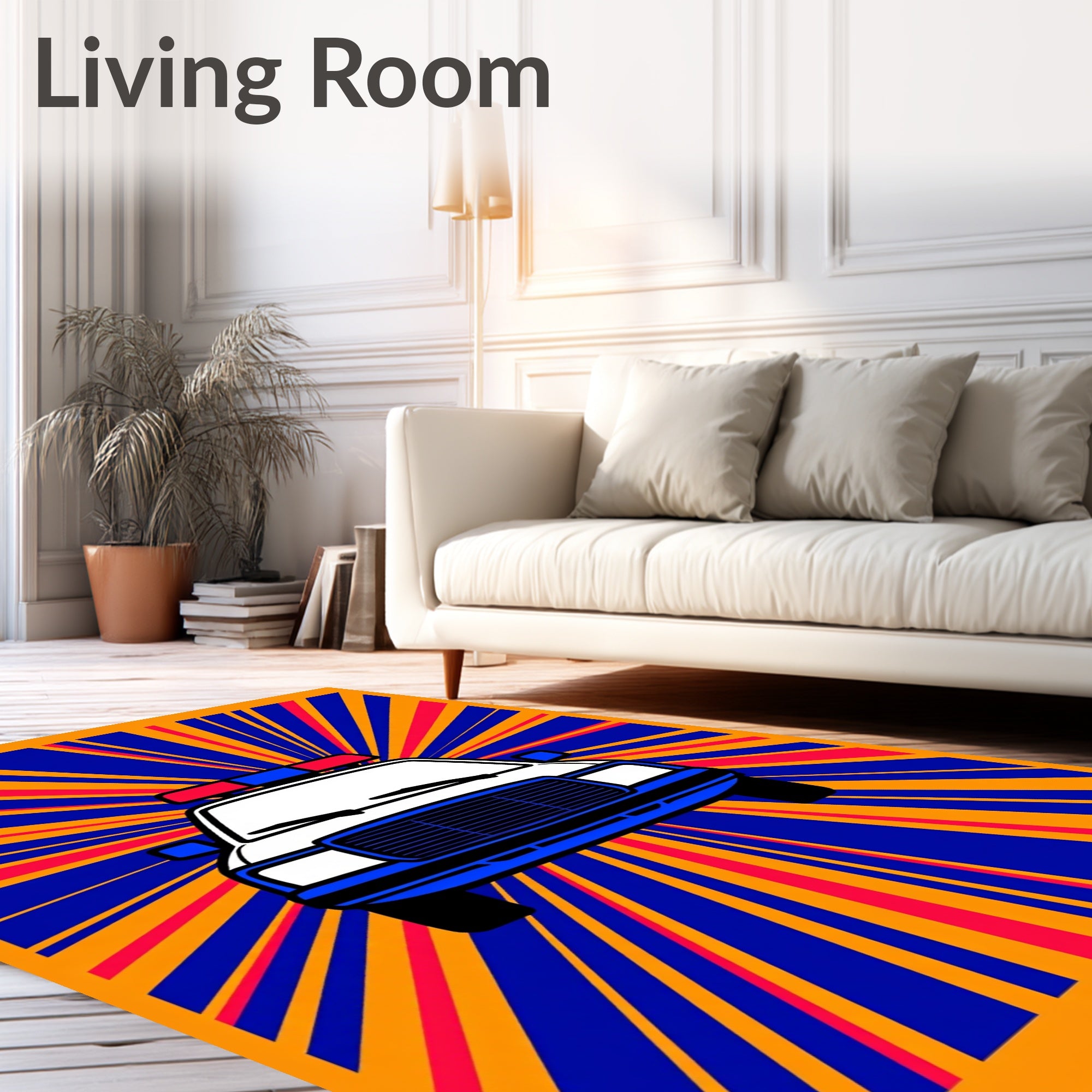 Retro Police Car Burst Rug