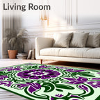 Ornate Purple Floral Medallion Border Rug
