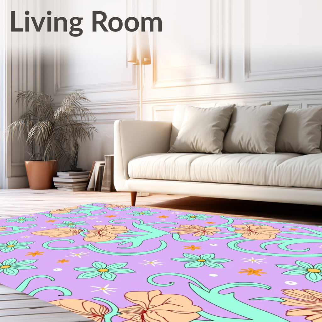 Lavish Lavender Floral Swirl Rug