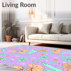 Lavish Lavender Floral Swirl Rug