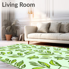 Vibrant Green Leafy Branch Pattern Rug