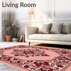 Crimson Floral Octagon Medallion Blush Rug