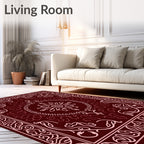 Crimson Floral Medallion Square Rug