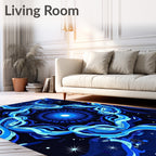 Deep Blue Celestial Swirl Star Rug