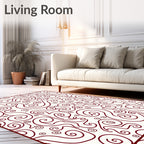 Crimson Swirls and Spirals Artwork Rug