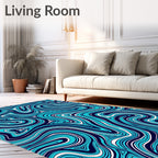 Dynamic Teal Swirl Abstract Rug