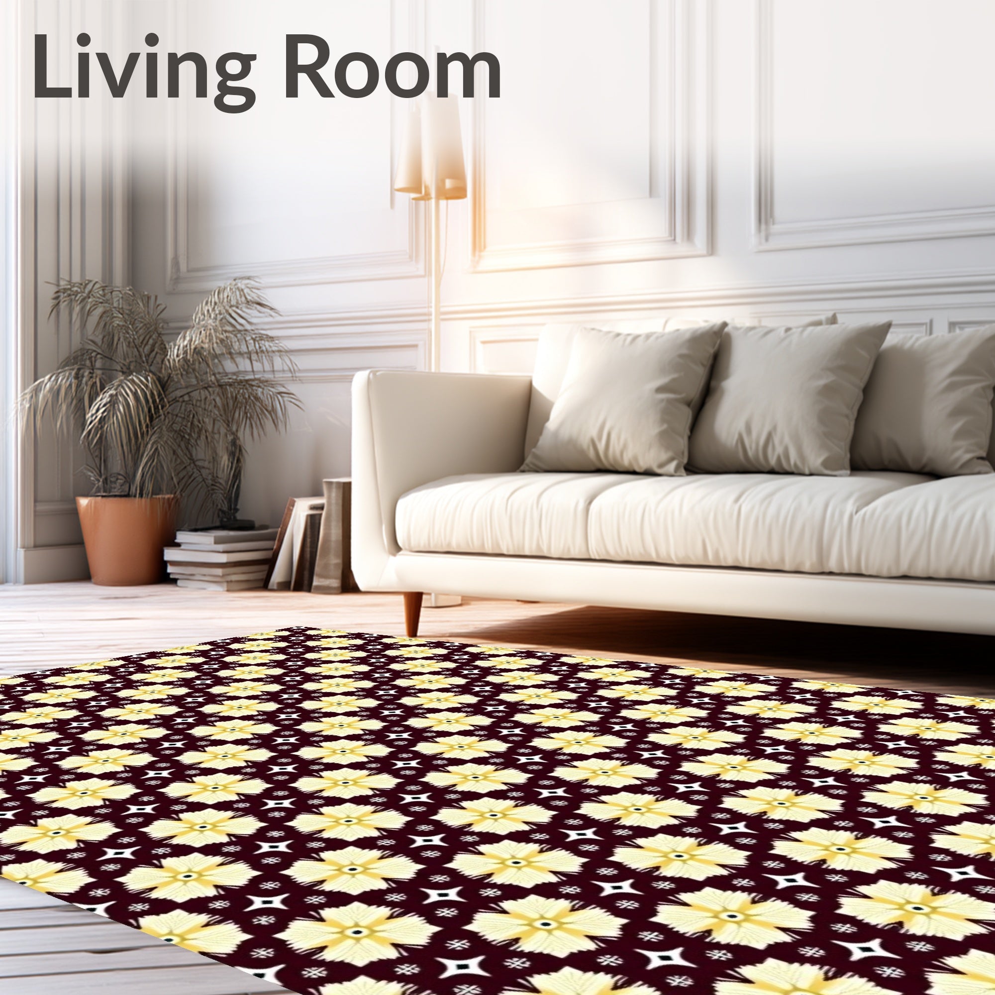 Golden Starburst Floral Medallion Rug