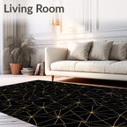 Black Gold Geometric Starburst Medallion Rug