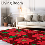 Bold Red Floral Medallion Garden Rug