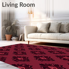 Crimson Damask Medallion Repetitive Design Rug