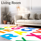 Alphabet letters vibrant color arrangement Rug