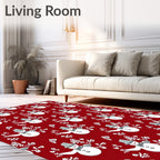 Red Snowman Whimsical Winter Garland Rug
