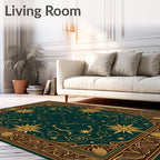 Celestial Gold and Teal Starburst Rug