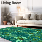 Teal Oceanic Turtle Floral Medallion Rug